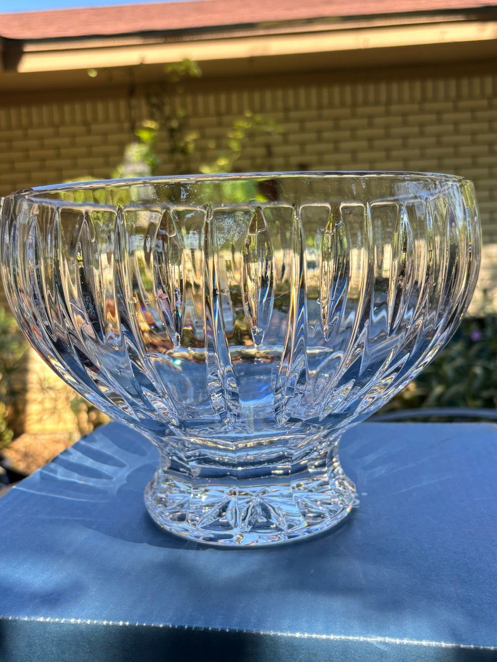 Marquis by Waterford Clear Fluted Crystal Footed 10" Bowl - Picture 2 of 9